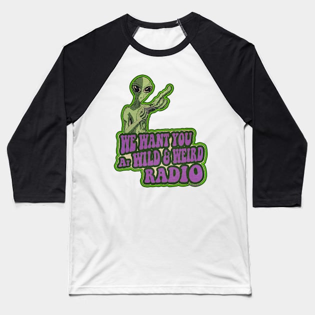 Wild and Weird Radio (purp) Baseball T-Shirt by theartofron